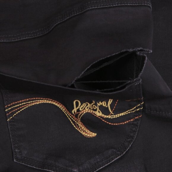 Desigual Exotic Hi-Rise Jeans Lightweight Embroidered Denim Black NEW READ - Picture 10 of 12